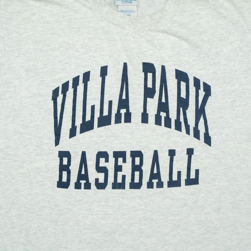 VTG Discus Sports Villa Park Baseball Short Sleeve Shirt heather grey 80s 90s XL